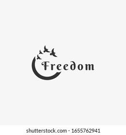 Vector Logo Illustration Freedom Silhouette Style