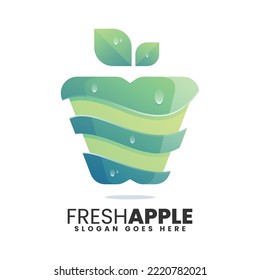 Vector Logo Illustration Fresh Apple Gradient Colorful Style.