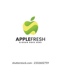 Vector Logo Illustration Fresh Apple Gradient Colorful Style