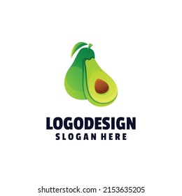 Vector logo illustration Fresh avocado gradient colorful style Premium Vector