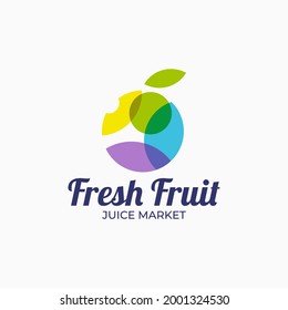 Vector Logo Illustration Fresh Fruit Colorful Mascot Style.