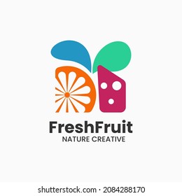 Vector Logo Illustration Fresh Fruit Simple Mascot Style.