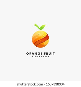 Ilustración Con Logotipo Vector Estilo De Color Fresco Gradiente Naranja.
