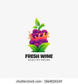 Vector Logo Illustration Fresh Wine Gradient Colorful Style.