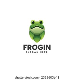 Vector Logo Illustration Frog Gradient Colorful Style