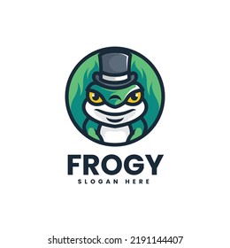 Vektorlogo-Illustration Frog Mascot Cartoon-Stil.