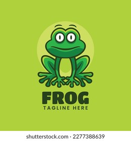 Vector Logo Illustration Frog Mascot Cartoon Style.