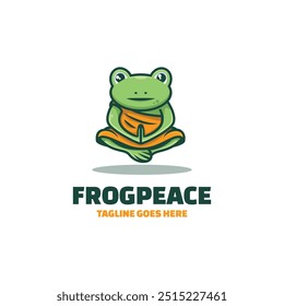 Vector Logo Illustration Frog Peace Mascot Cartoon Style