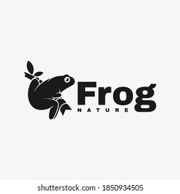 Vector Logo Illustration Frog Silhouette Style.