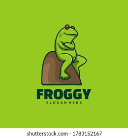 Vector Logo Illustration Frog Simple Mascot Style.