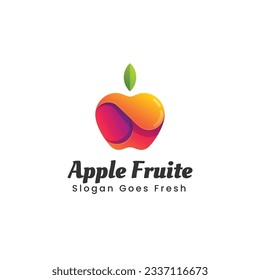 Vector Logo Illustration Fruit Apple Gradient Colorful Style.