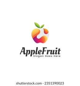 Vector Logo Illustration Fruit Apple Gradient Colorful Style