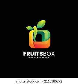 Vector Logo Illustration Fruit Box Gradient Colorful Style.