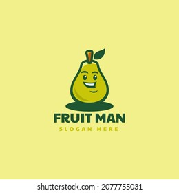Logo Vector Ilustración Fruit Man Simple Mascot Style.