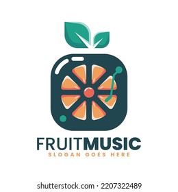 Logo Vector Ilustración Fruto Música Simple Mascota Estilo