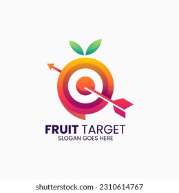 Vector Logo Illustration Fruit Target Gradient Colorful Style