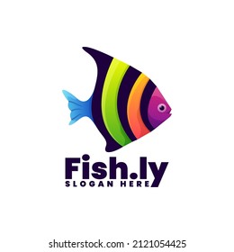 Vector Logo Illustration Fsih Gradient Colorful Style.