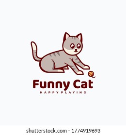 Ilustración con logotipo vectorial Gracioso Estilo de mascota simple gato.