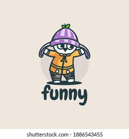 Vector Logo Illustration Funny Mascot Cartoon Style.