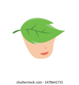 Vector Logo Illustration Future Head of a Boy will Keep the World Green