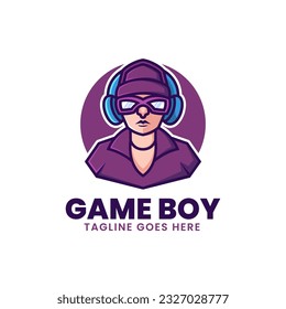 Vektorlogo Illustration Game Boy Mascot Cartoon Style.