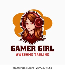 Vektorlogo Illustration Gamer Girl E- Sport und Sport Style.