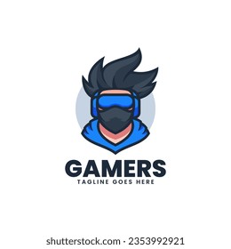 Vector Logo Illustration Gamers Mascot Cartoon Style.