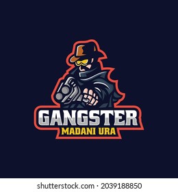Vector Logo Illustration Gangster E Sport and Sport Style.