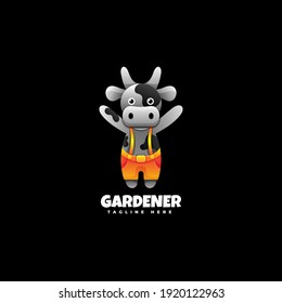 Vector Logo Illustration Gardener Gradient Colorful Style.