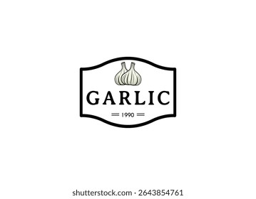 Ilustração de logotipo de vetor Alho. Design de logotipo de emblema de ervas de alho