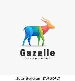 Vector Logo Illustration Gazelle Gradient Colorful Style.