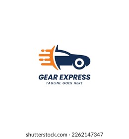 Vector Logo Illustration Gear Express Simple Style.