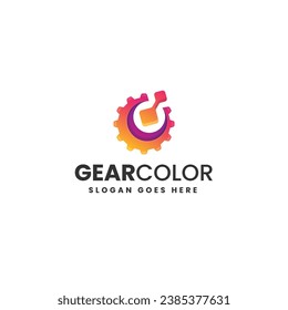 Vector Logo Illustration Gear Gradient Colorful Style