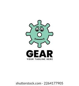 Vector Logo Illustration Gear Mascot Cartoon Style.