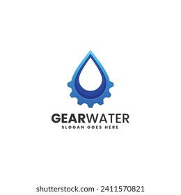 Vector Logo Illustration Gear Water Gradient Colorful Style