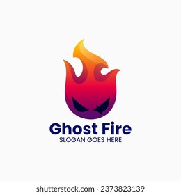 Vector Logo Illustration Ghost Fire Gradient Colorful Style