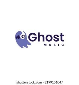 Vector Logo Illustration Ghost Music Gradient Colorful Style.