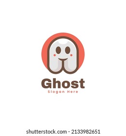 Vector Logo Illustration Ghost Simple Mascot Style.