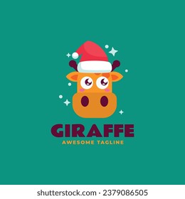 Vector Logo Illustration Giraffe Flat Modern Style.