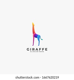 Vector Logo Illustration Giraffe Gradient Colorful Style.