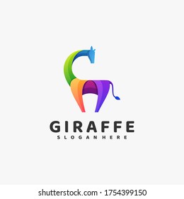 Vector Logo Illustration Giraffe Gradient Colorful Style.
