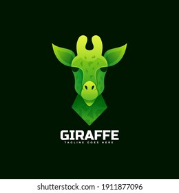 Vector Logo Illustration Giraffe Gradient Colorful Style.