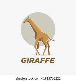 Vector Logo Illustration Giraffe Gradient Colorful Style.