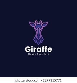 Vector Logo Illustration Giraffe Gradient Line Art Style