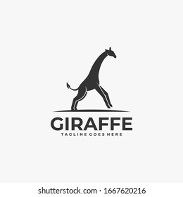 Vector Logo Illustration Giraffe jump Silhouette Style.