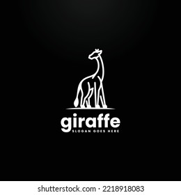 Vector Logo Illustration Giraffe Line Art Style.