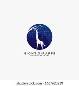 Vector Logo Illustration Giraffe Negative space Style.