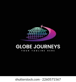 Vektorlogo Illustration Globe Journeys Farbverlauf-Stil.