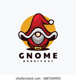 Vector Logo Illustration Gnome Simple Mascot Style.