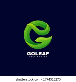 Vector Logo Illustration Go Leaf Gradient Colorful Style.